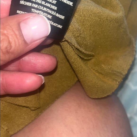 BlankNYC Womens Faux Suede Drape Front Moto Jacket Full Zip Camel Brown Size XL - Picture 8 of 9